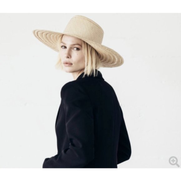 JANESSA LEONE Elsa Natural Womens Medium Straw Boater Hat NEW main image 2
